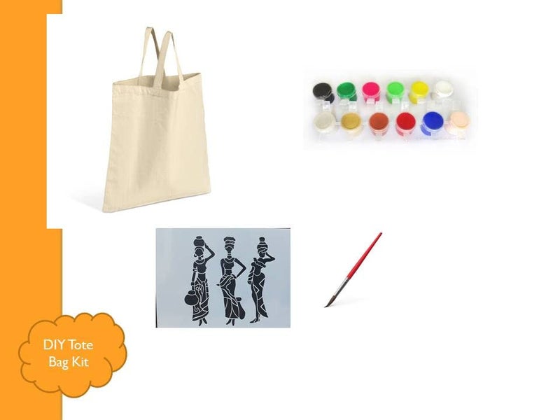 BADORN BADORN DIY Tote Bag Painting kit Easy Paint by Stencils04  - Image 1