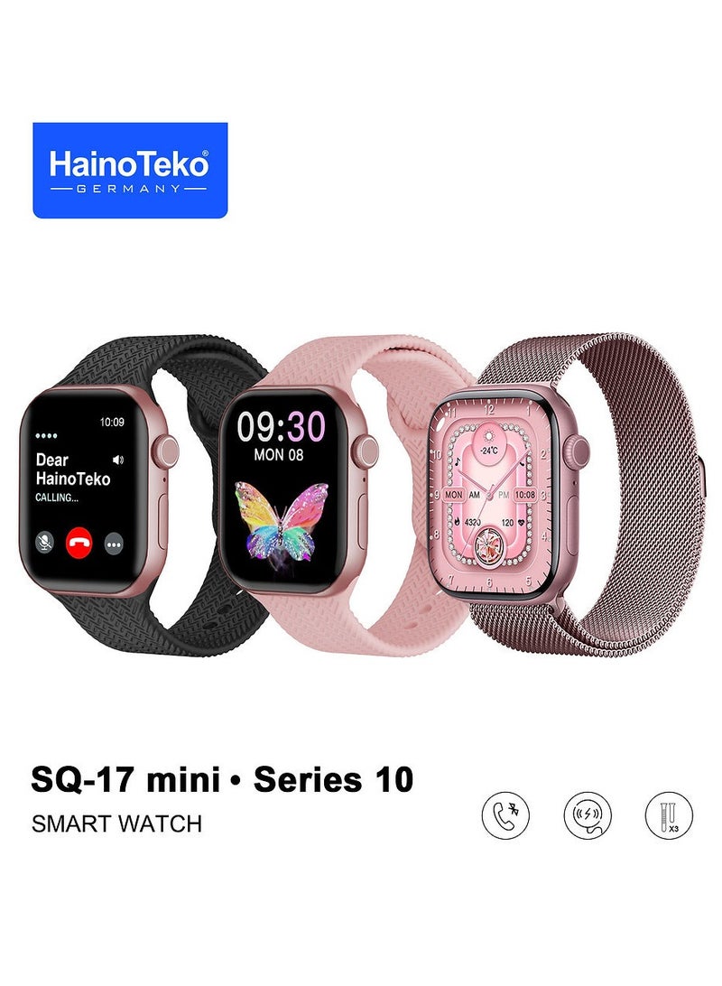 Haino Teko HainoTeko SQ-17 Mini Smart Watch AMOLED Display with 3 Interchangeable Straps Designed for Ladies Pink - Image 1