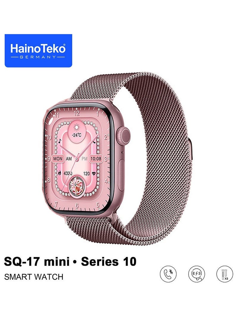 Haino Teko HainoTeko SQ-17 Mini Smart Watch AMOLED Display with 3 Interchangeable Straps Designed for Ladies Pink - Image 2