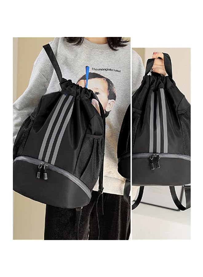 PROMASS Bag Backpack, Water-Resistant Sports Gym Sack Bag, Lightweight Training Gym sack String Bag with Waterproof Zipper Pocket and Water Bottle Holder, for Women Men Kid Student  - Image 5