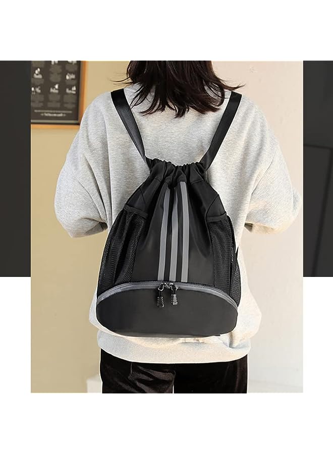 PROMASS Bag Backpack, Water-Resistant Sports Gym Sack Bag, Lightweight Training Gym sack String Bag with Waterproof Zipper Pocket and Water Bottle Holder, for Women Men Kid Student  - Image 4
