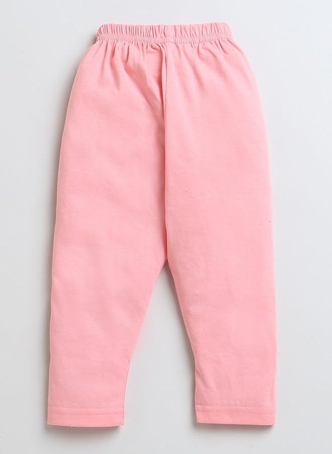 BUMZEE طقم فستان وبنطال ضيق من القطن بأكمام قصيرة باللون الوردي من BUMZEE للبنات، مناسب للأعمار من 18 إلى 24 شهرًا (Peb9617E-pnk) - Image 5