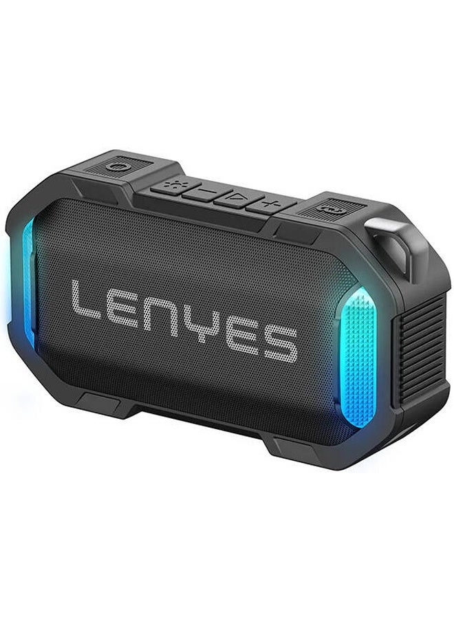 Lenyes S233 RGB Illuminated TWS Bluetooth Speaker, IPX7 Resistant, Bluetooth 5.3, Magnetic Clip On Design, TWS Stereo Pairing, LED Light Effects, Deep Bass Sound, USB AUX TF Card Support, Black | S233 - Image 1
