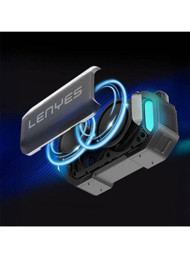Lenyes S233 RGB Illuminated TWS Bluetooth Speaker, IPX7 Resistant, Bluetooth 5.3, Magnetic Clip On Design, TWS Stereo Pairing, LED Light Effects, Deep Bass Sound, USB AUX TF Card Support, Black | S233 - Image 4