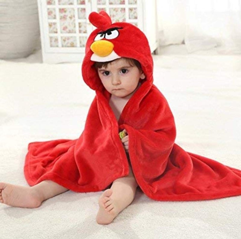 BRANDONN All in 1 Ultrasoft Luxury Hooded Funny Caps Wrapper/Baby Bath Towel/Baby Blanket (Red) - Image 4