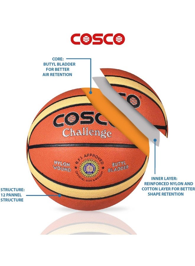 Cosco Leather Challenge Basket Ball (Orange, Size 7) - Basketball - Image 2