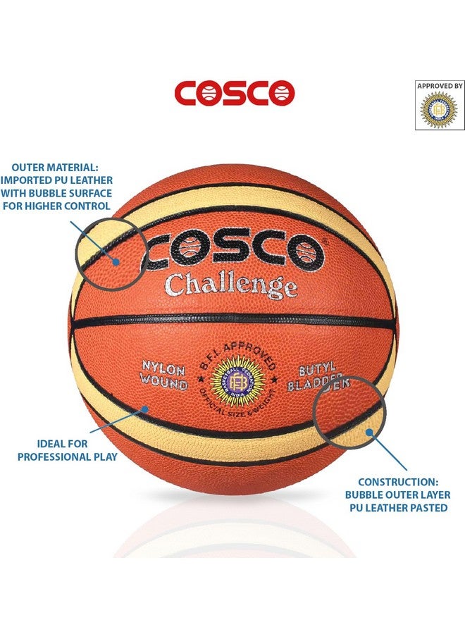 Cosco Leather Challenge Basket Ball (Orange, Size 7) - Basketball - Image 3