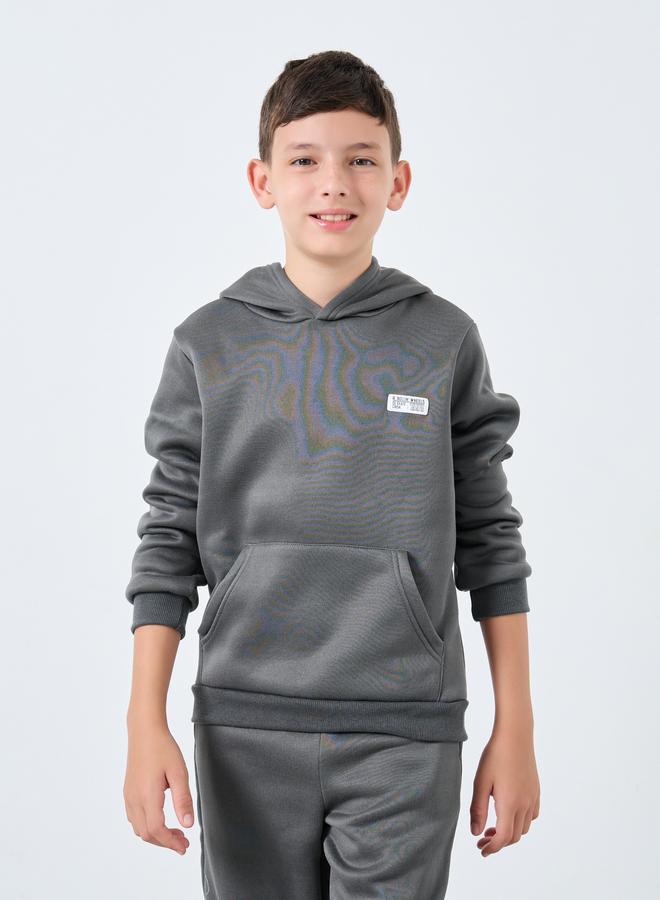 ستايلي طقم من بنطال جوغر وهودي سادة مع جيب - Image 2