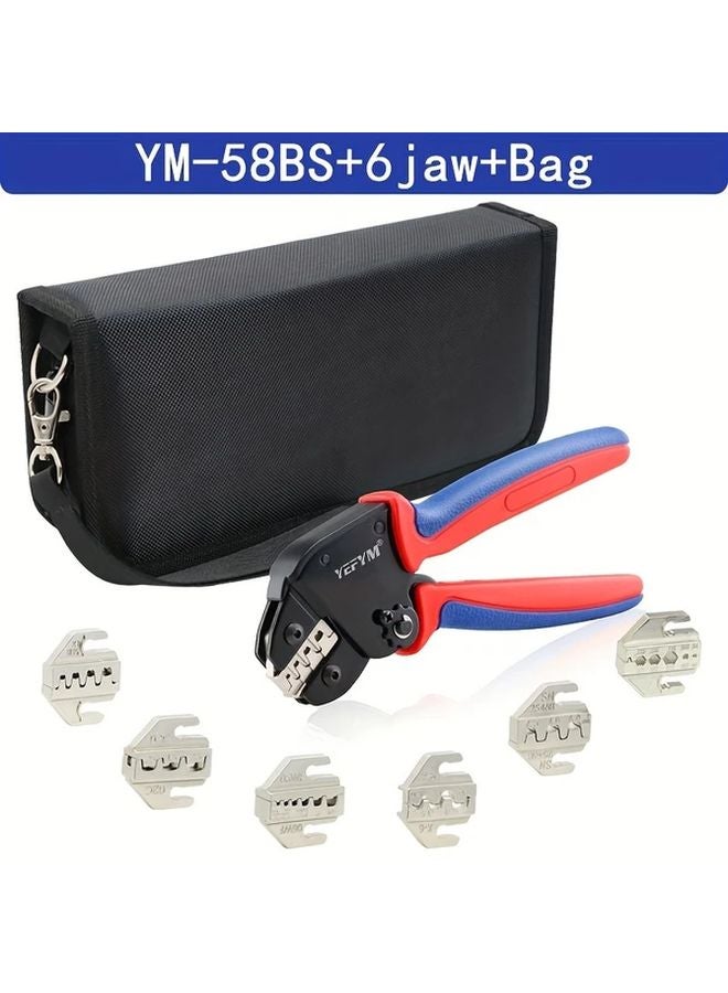 YM 58BS 6 Jaw Kit Ratcheting Crimping Tool Set for Dupont JST MOLEX MC4 Coax Connectors - Image 1