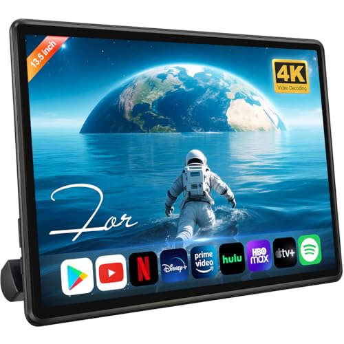 AINAVITO 13.5 Inch Android Car Headrest Monitor for Back Seat, Wireless Phone Mirroring Touch Screen Car TV with 4K Video Decoding/WiFi/Bluetooth/HDMI/USB Rear Seat Entertainment (4G+64G-1*Screen) - Image 1