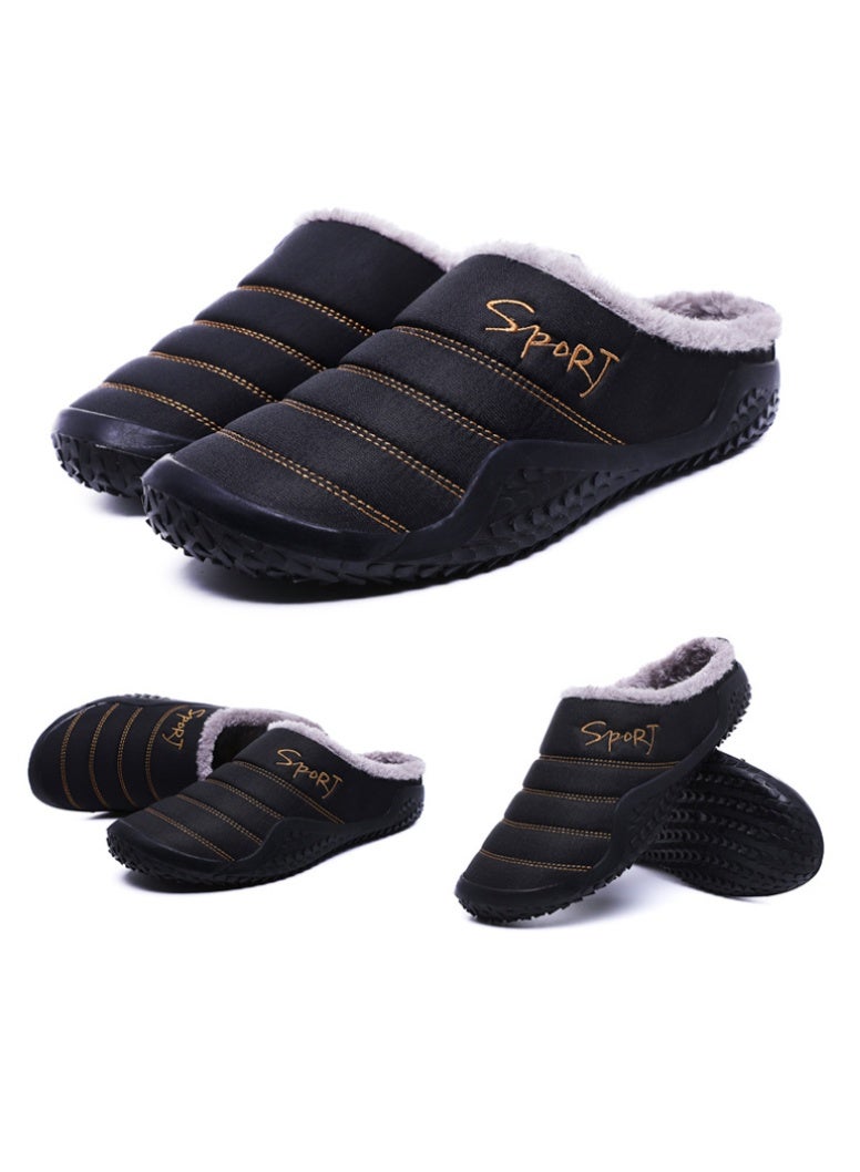 SPORT Men's Everyday Home Wear Fleece-Lined Warm Non-Slip Cotton Slippers - Image 2