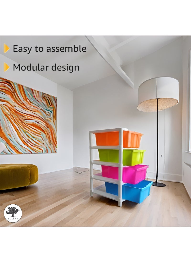 sulfar Sulfar 4XL Plastic Modular Drawer System for Home, Office, Hospital, Parlor, School, Doctors, Home and Kids (38cmx30cmx61cm) (4XL) (Multicolor)  - Image 5