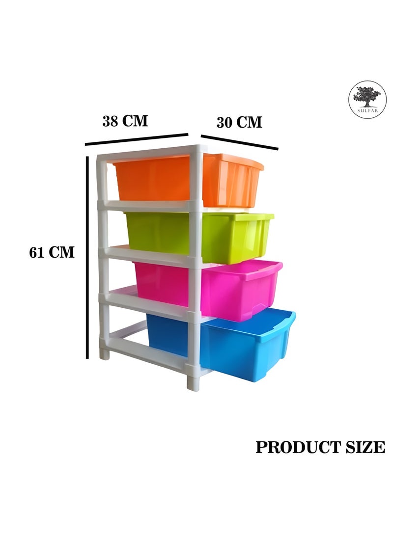 sulfar Sulfar 4XL Plastic Modular Drawer System for Home, Office, Hospital, Parlor, School, Doctors, Home and Kids (38cmx30cmx61cm) (4XL) (Multicolor)  - Image 2