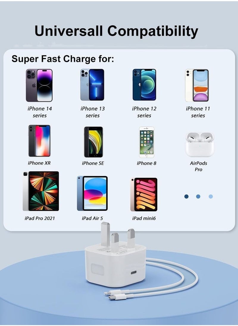 35W Fast Charger For iPhone Charger Dual Type C Port With 1M Fast Lightning Cable, Type C Charger Foldable USB C Plug Compatible With New iPhone 14/14Pro/14Pro Max/14 Plus/13Pro Max /13 Pro/13/12/11