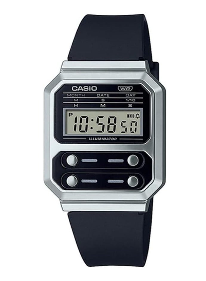 كاسيو ساعة كاسيو للجنسين بمينا شفاف وسوار من الراتنج طراز A100WEF-1ADF - Image 1