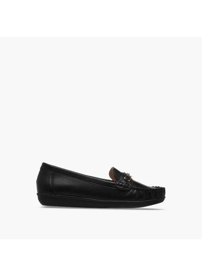 Le Confort Women's Solid Slip-On Loafers with Metal Accent