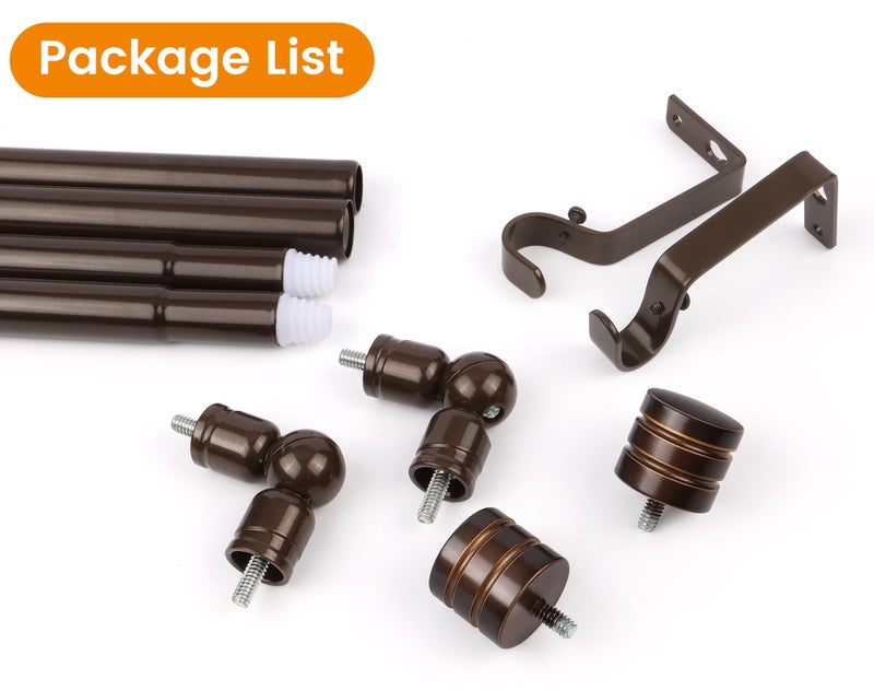 HOTOZON Bay Window Curtain Rods, HOTOZON 7/8 Inch Heavy Duty Curtain Rods for Bay Windows 48-84 Inch(Center Rod), 32-58 Inch Side Rods for Windows, Decorative Drapery Rod with End Cap Finials, Antique Bronze - Image 4