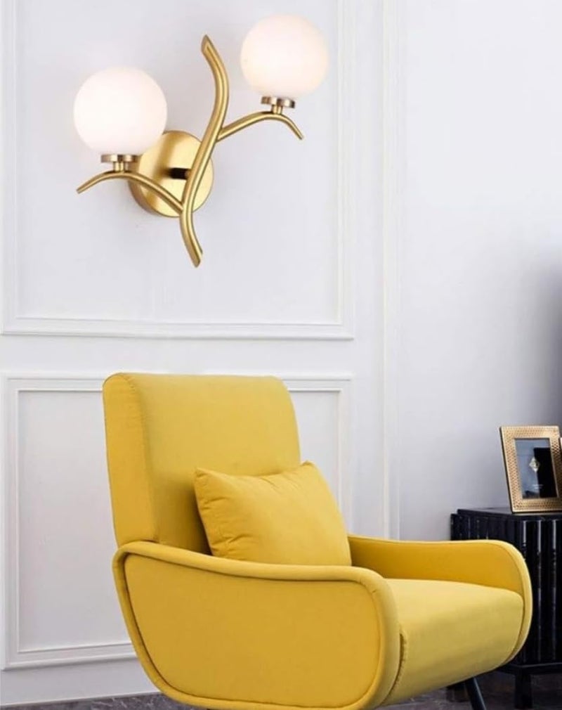 LEGEEN Light Milky Forest Glass Gold Metal Modren Style Wall Hanging Pendant Light Wall Lamp Light for Bedroom Living Room Mirror Light Hall Lobby StudyRoom Bedside Office Wall Deocr Light - Image 1