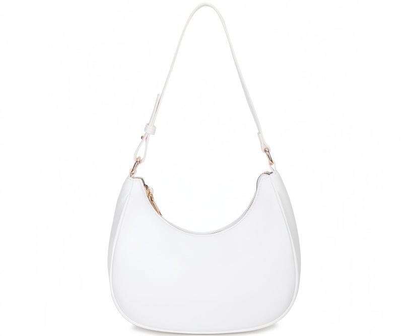 CYHTWSDJ Shoulder Bags for Women, Cute Hobo Tote Handbag Mini Clutch Purse with Zipper Closure (Moon White) - Image 1