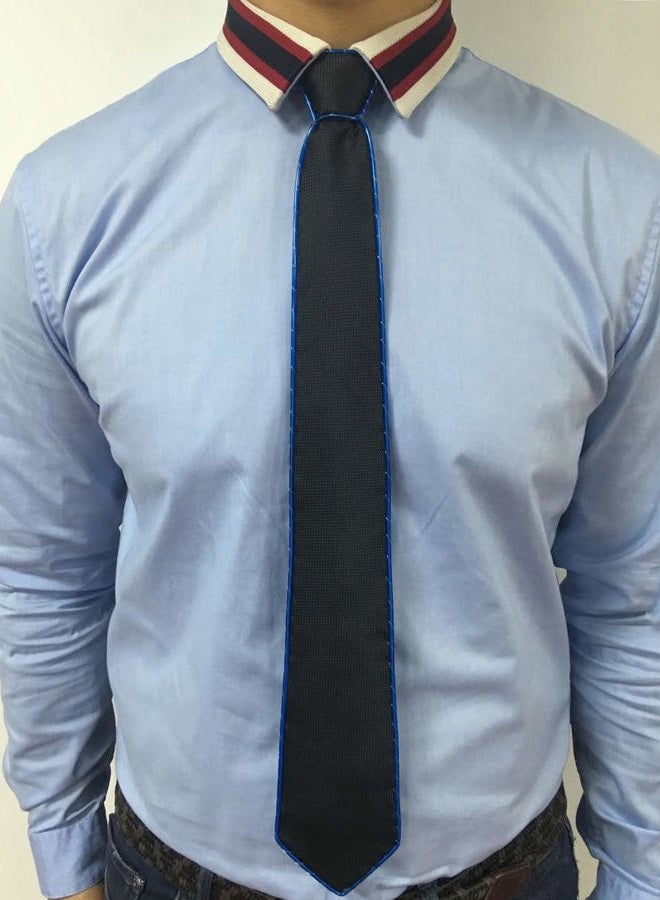 SATUMIKO Light Up Neck Tie Led Tie for men Novelty Necktie for Rave Party Burning Man Festivals (1, Black Micro Soild Tie-Blue light) - Image 4