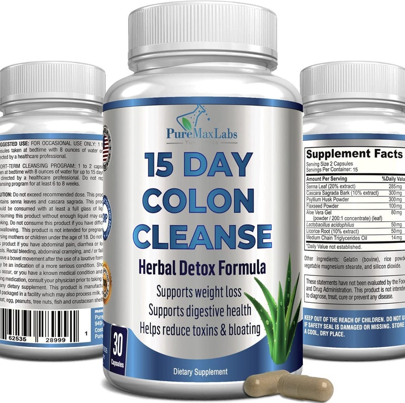 YUMMYVITE 15 Day Colon Cleanse and Detox Herbal Detox Formula Supports Weight Loss Constipation Relief  Boosts Energy Flush Toxins Natural Safe Colon Cleanser for Men and Women  30 Capsules - Image 1