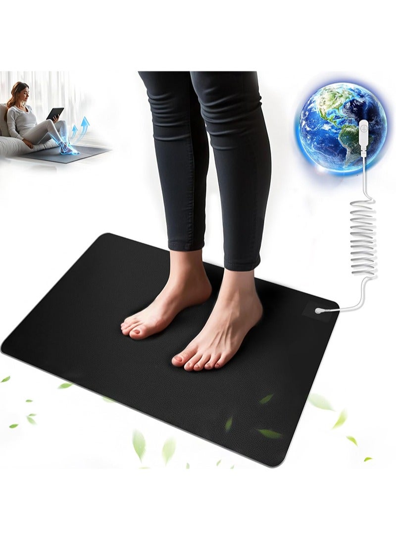 ايكانبو سجادة أرضية للنوم، والطاقة، وتسكين الألم، والالتهابات، والتوازن، والعافية، والعلاج المتصل بالأرض، والتأريض الداخلي في المنزل، والمكتب، والعمل، مع سلك بطول 4.5 متر، وكربون موصل (40 سم × 60 سم) - Image 1