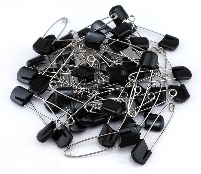 Yueton 50pcs Black Plastic Head Baby Safety Pins Safety Locking Baby Cloth Diaper Nappy Pins - Image 1