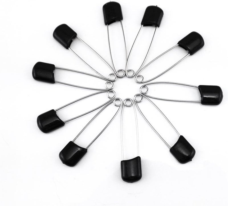 Yueton 50pcs Black Plastic Head Baby Safety Pins Safety Locking Baby Cloth Diaper Nappy Pins - Image 2