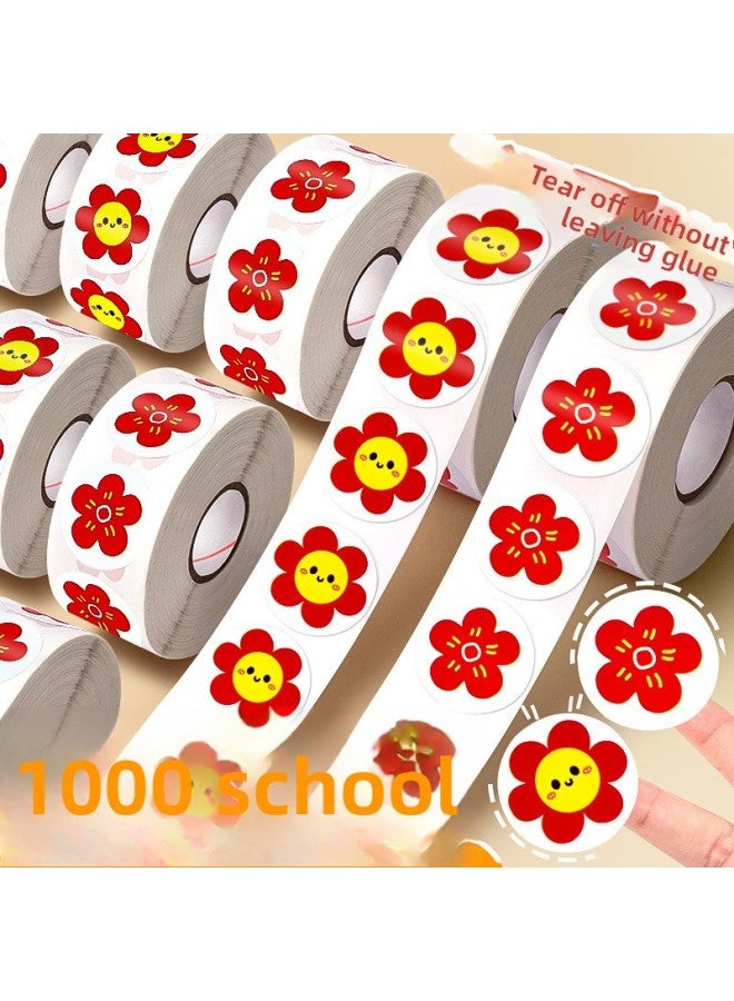 Loquat Small Sticker Children Reward Small Red Flower Kindergarten Baby Praise Smiling Face Old Teachers With Points Small Star Sticker-Color:2000 Pieces/4 Rolls-Specifications:Mixed Style - Image 2