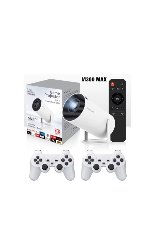 Generic - M300 MAX Retro video game consoles Android 11 system mini Portable Intelligent Projector 720p Home Projector 64GB 46000+ games - Image 1