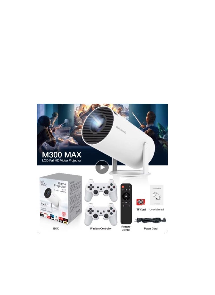 Generic - M300 MAX Retro video game consoles Android 11 system mini Portable Intelligent Projector 720p Home Projector 64GB 46000+ games - Image 1