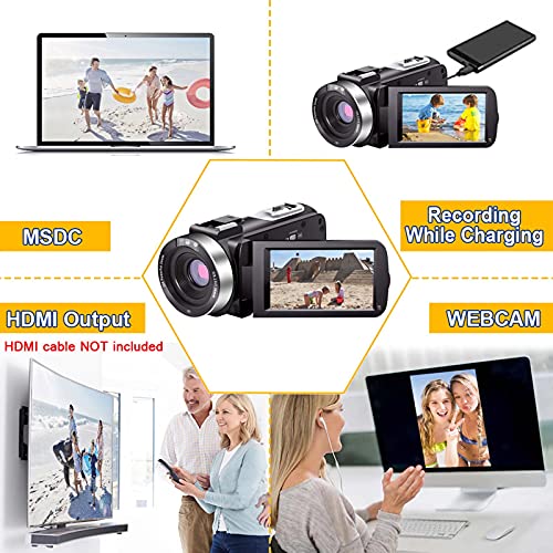 SEREE Video Camera Camcorder Full HD 1080P 30FPS 24.0 MP IR Night Vision Vlogging Camera Recorder 3.0 Inch IPS Screen 16X Zoom Camcorders Camera Remote Control with 2 Batteries - Image 5