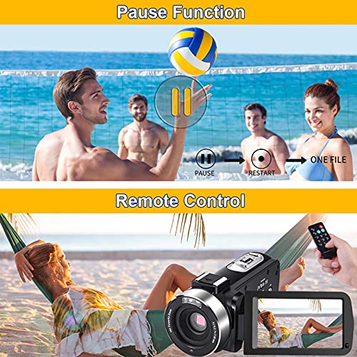 SEREE Video Camera Camcorder Full HD 1080P 30FPS 24.0 MP IR Night Vision Vlogging Camera Recorder 3.0 Inch IPS Screen 16X Zoom Camcorders Camera Remote Control with 2 Batteries - Image 4