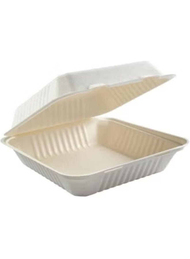 ecoway 100% Compostable Clamshell Take Out Food Containers [9X9" 100-Pack] Heavy-Duty Quality to go Containers, Natural Disposable Bagasse, Eco-Friendly Biodegradable Made of Sugar Cane Fibers - Image 1