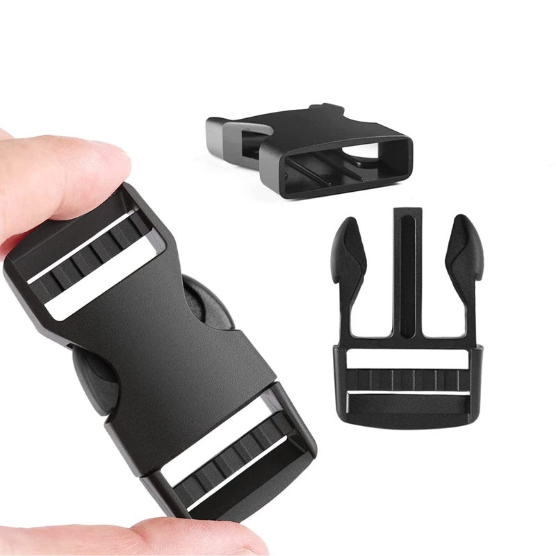 CooBigo 6 Pack 1 Buckle Quick Side Release Buckles Dual Adjustable No Sewing Clips Snaps Heavy Duty Plastic Replacement for Nylon Webbing Straps Backpack Fanny Pack Belt Dog Collars 