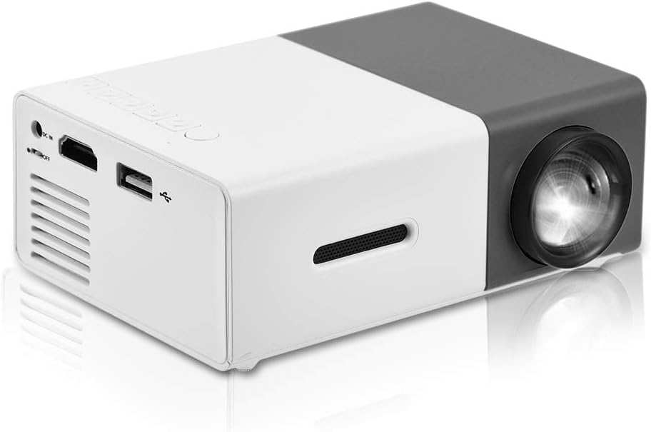 klarako Mini LED Projector , Mini Private Home Theater Portable LED Projector Support 1080P HD HDMI Multimedia Player Clear Stereo Sound for Outdoor Recreation , Entertainment Venues Black White