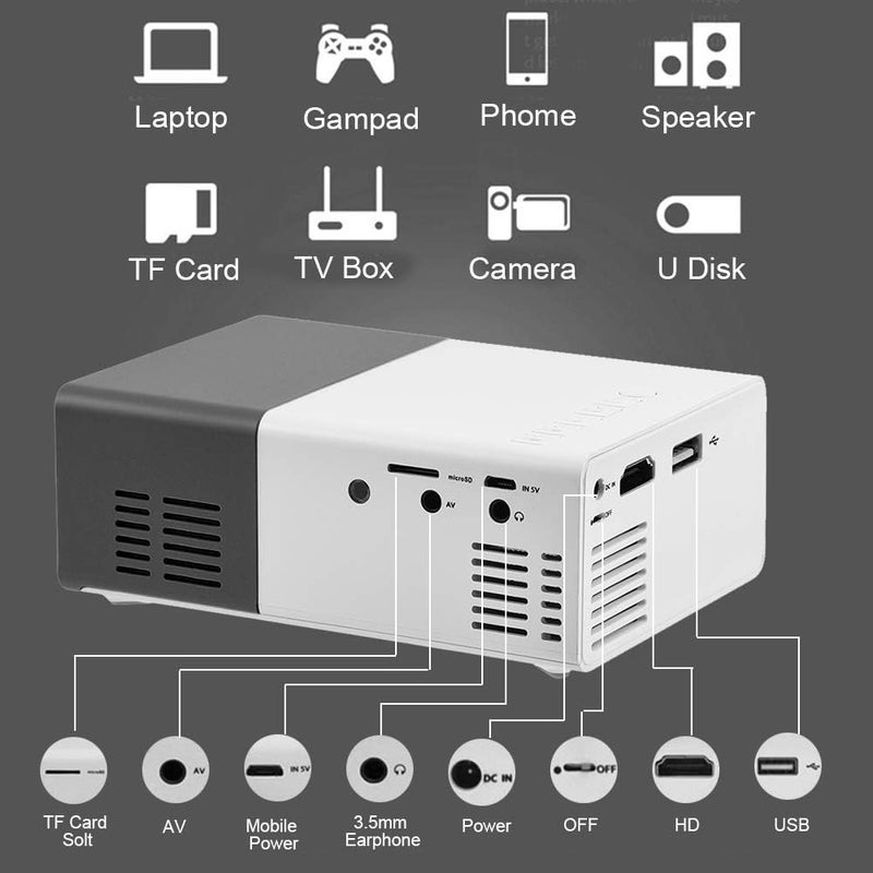 كلاراكو جهاز عرض LED صغير، مسرح منزلي صغير محمول، يدعم دقة 1080P عالية الوضوح، مزود بمنفذ HDMI، مشغل وسائط متعددة، صوت ستيريو نقي، مناسب للأنشطة الترفيهية الخارجية وأماكن الترفيه، متوفر باللونين الأسود والأبيض. - Image 5