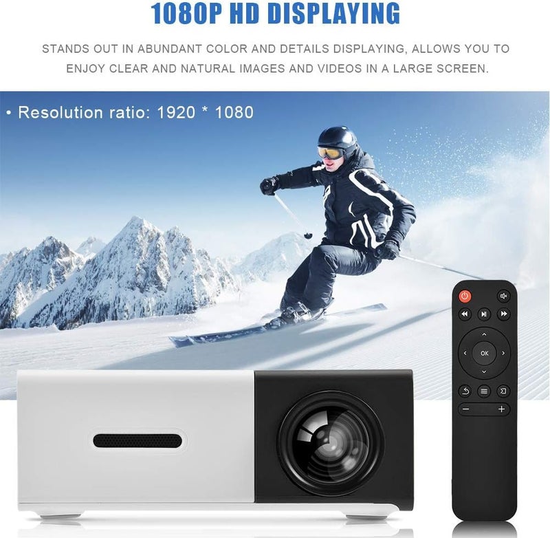 كلاراكو جهاز عرض LED صغير، مسرح منزلي صغير محمول، يدعم دقة 1080P عالية الوضوح، مزود بمنفذ HDMI، مشغل وسائط متعددة، صوت ستيريو نقي، مناسب للأنشطة الترفيهية الخارجية وأماكن الترفيه، متوفر باللونين الأسود والأبيض. - Image 3