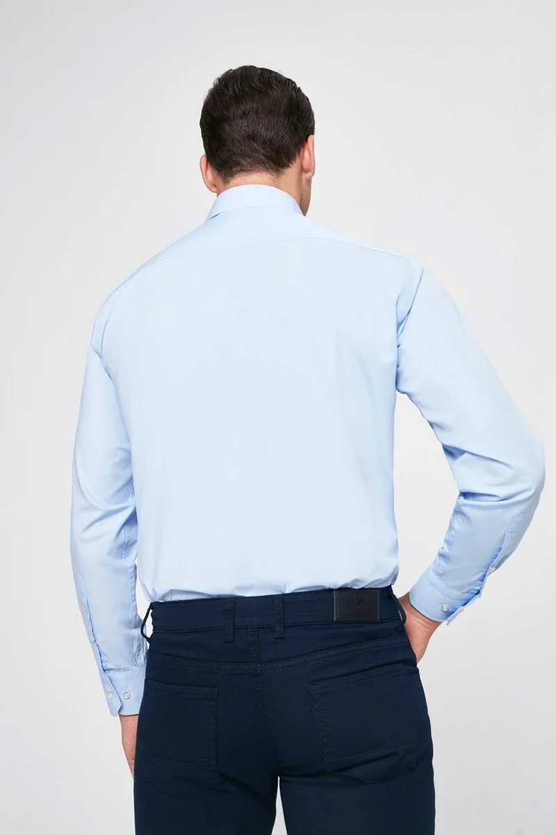 D'S DAMAT Ds Damat Regular Fit Blue Plain Easy Iron Shirt
