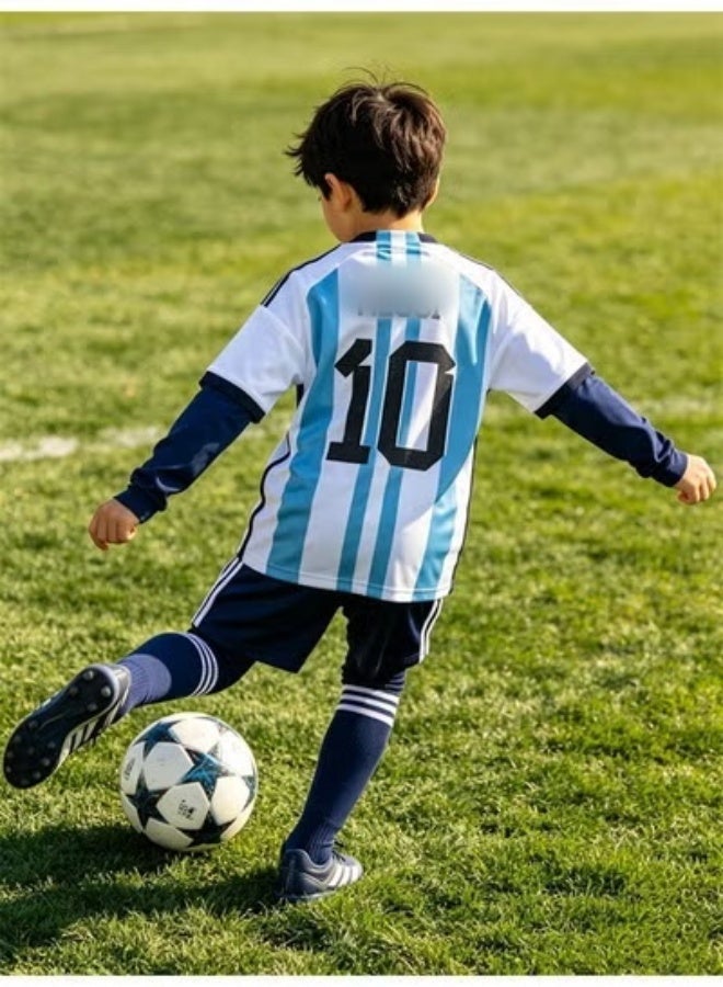 مجموعة جيرسي كرة القدم للأطفال ، جيرسي 10 مع جوراب مجموعة زي كرة القدم ، قميص كرة القدم للأطفال مجموعة الملابس الرياضية ، مثالية للمشجعين واللاعبين - Image 2