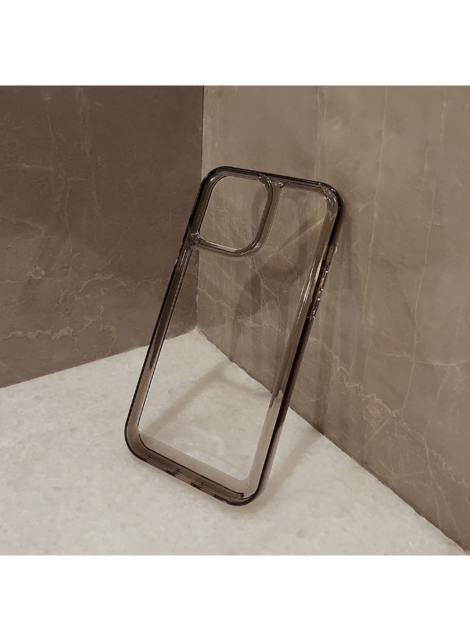 NIBEMINENT Acrylic Space Shell Protective TPU Case Cover For iPhone 15 Pro, Pitch Black