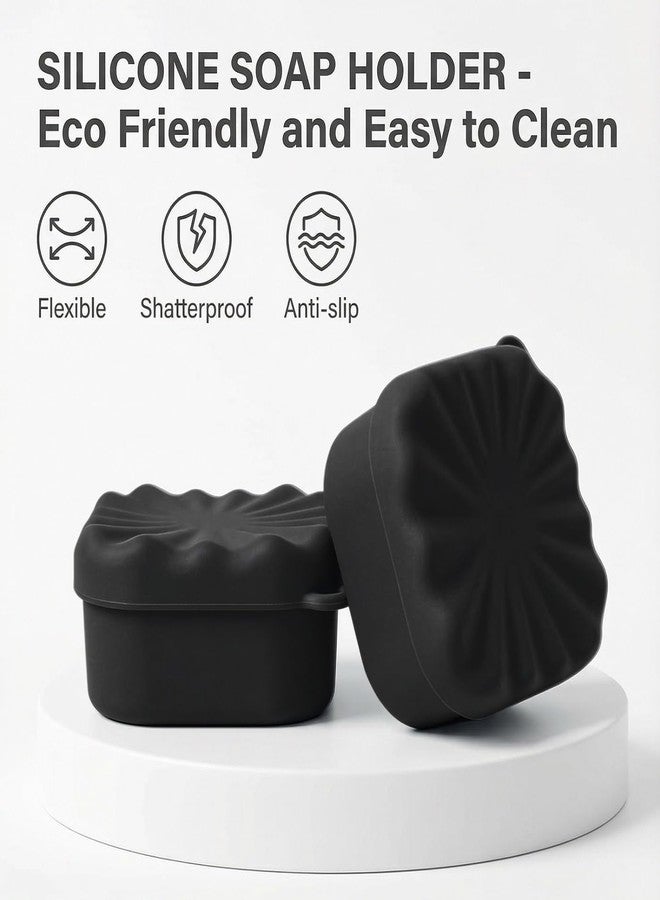 Elimeta Leakproof Travel Soap Case, Elimeta Square Silicone Soap Container with Lid Shatterproof Shower Holder Bar for Bathroom Camping Outdoor (Black) - Image 5