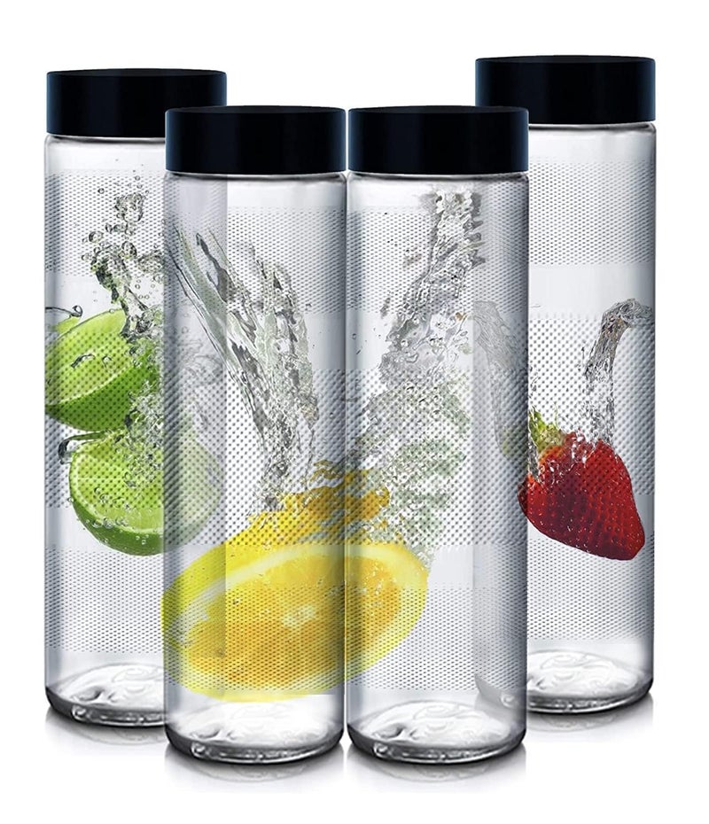 KONSSEE Glass Water Bottle with LeakProof Airtight Black Matte Lid for Water Smoothie Juices Reusable Travel Glass Drinking Fridge Bottles 750ml Pack Of 1 - Image 5