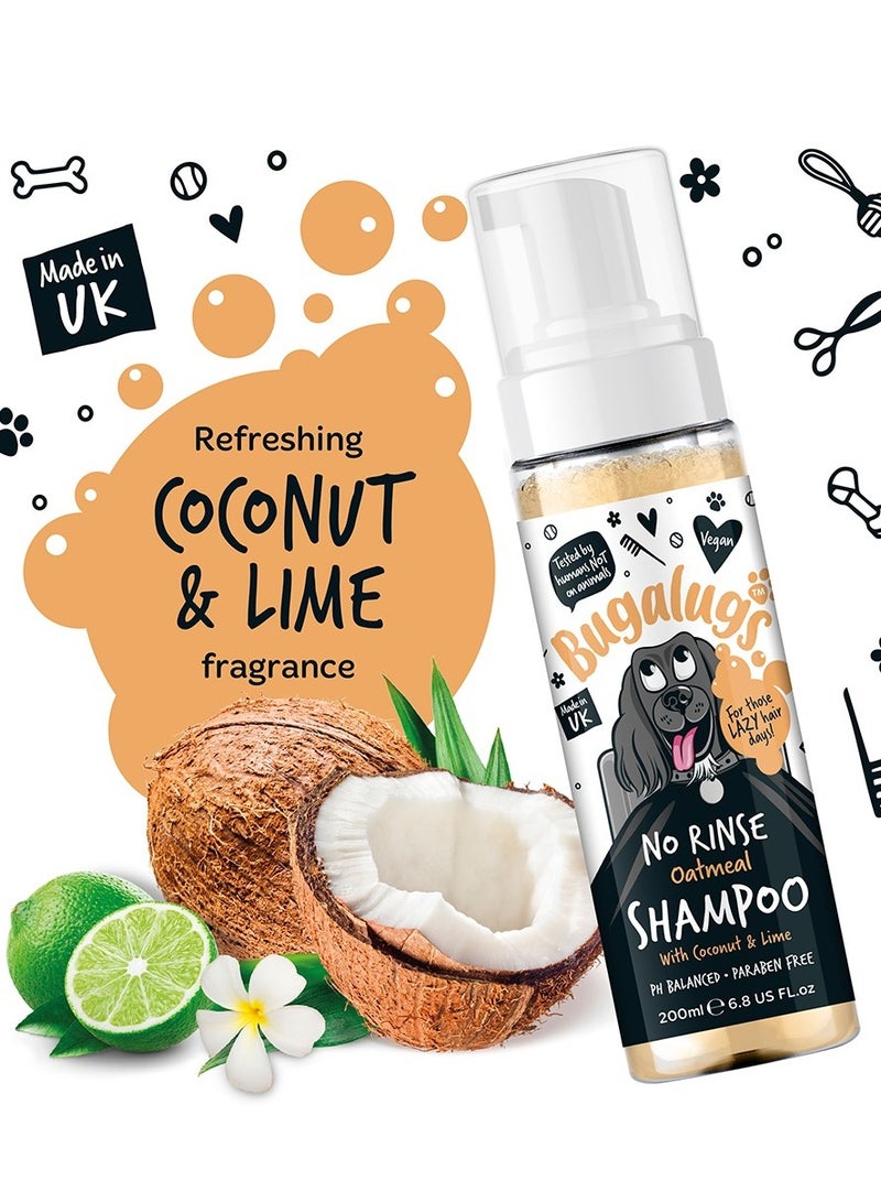 BUGALUGS Oatmeal Coconut & Lime No Rinse Dog Shampoo 200ml (6.8 Fl Oz) - Image 2