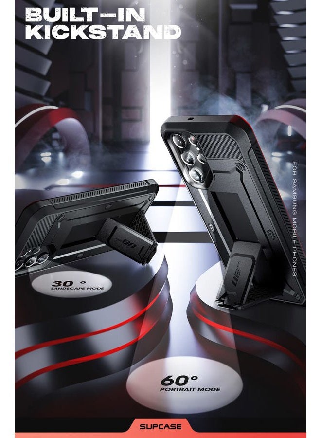 SupCase [Unicorn Beetle Pro] Case Designed For Samsung Galaxy S22 Ultra (2022), [Extra Front Frame] Full-Body Dual Layer Rugged Belt-Clip & Kickstand Case with Built-in Screen Protector - Black - Image 4