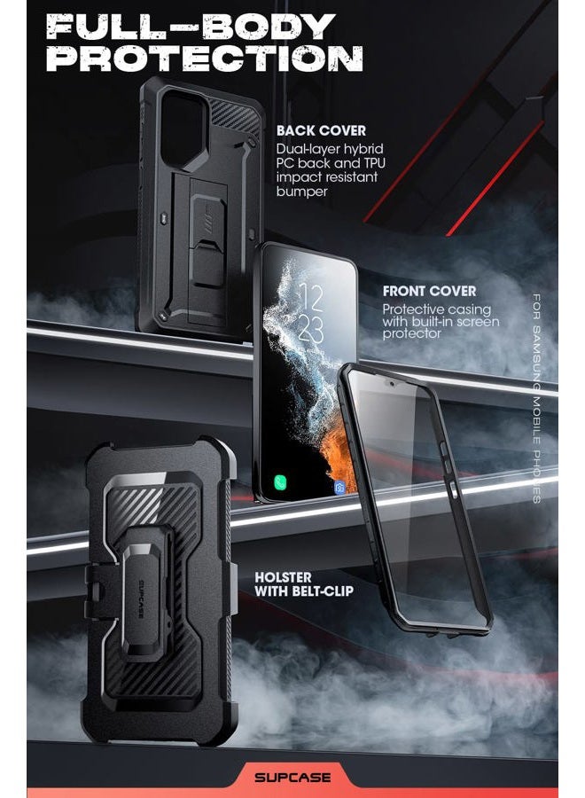 SupCase [Unicorn Beetle Pro] Case Designed For Samsung Galaxy S22 Ultra (2022), [Extra Front Frame] Full-Body Dual Layer Rugged Belt-Clip & Kickstand Case with Built-in Screen Protector - Black - Image 5
