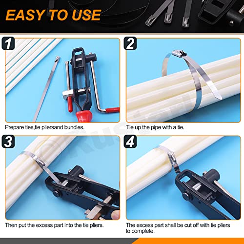 Rustark 37Pcs 4" 8" 14" Automotive CV Joint Boot Clamp Pliers with 304 Stainless Steel CV Joint Boot Band Clamps Adjustable Assortment Kit Axle Clamp Tool for Auto, ATV - Image 5