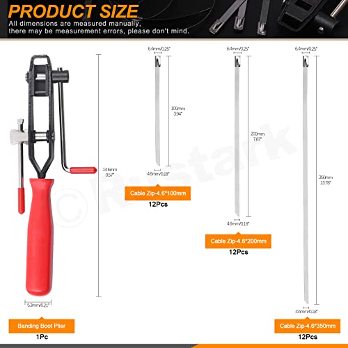 Rustark 37Pcs 4" 8" 14" Automotive CV Joint Boot Clamp Pliers with 304 Stainless Steel CV Joint Boot Band Clamps Adjustable Assortment Kit Axle Clamp Tool for Auto, ATV - Image 2