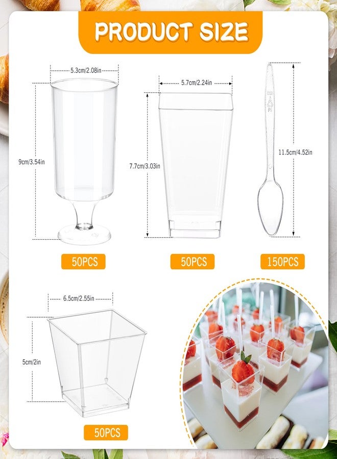 tchrules 300 Packs 5oz Dessert Cups with Spoons, 3 Styles Mini Plastic Appetizer Cups, Clear Parfait Cup for Party, Cake Cups for Tiramisu, Pudding, Snacks, Yogurt, Fruits, Mousse - Image 4