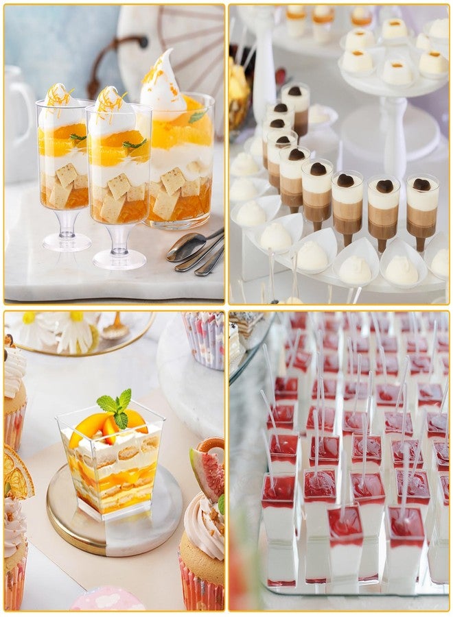 tchrules 300 Packs 5oz Dessert Cups with Spoons, 3 Styles Mini Plastic Appetizer Cups, Clear Parfait Cup for Party, Cake Cups for Tiramisu, Pudding, Snacks, Yogurt, Fruits, Mousse - Image 5